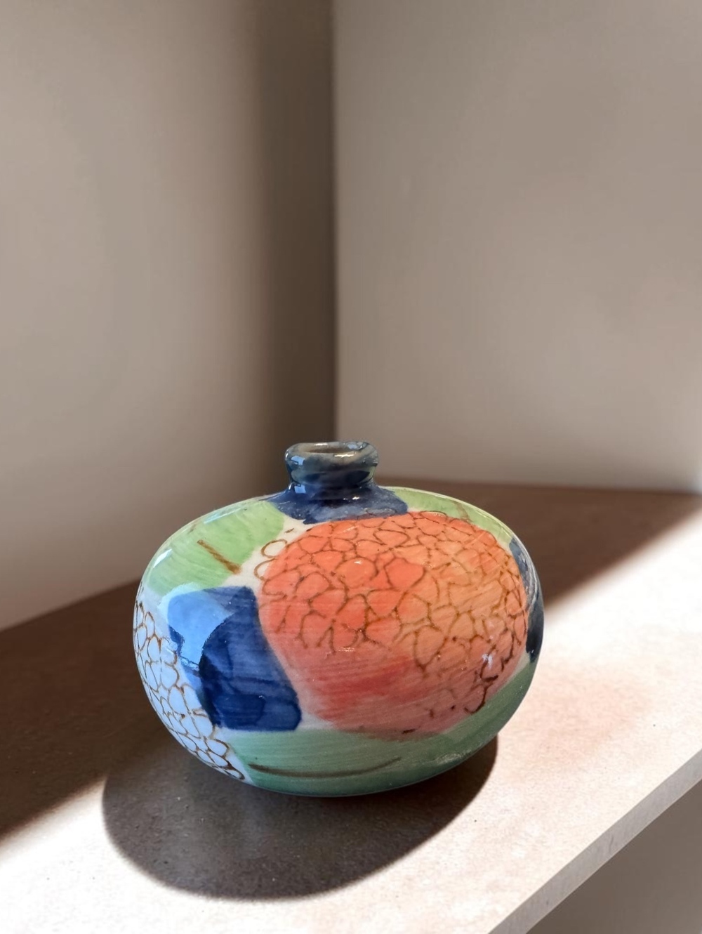 Vintage Hand-Painted Ceramic Bud Vase Mid-Century Modern Style